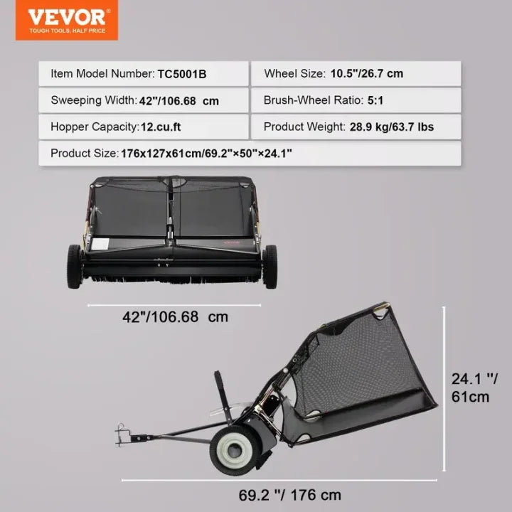 Heavy Duty Push Lawn Sweeper