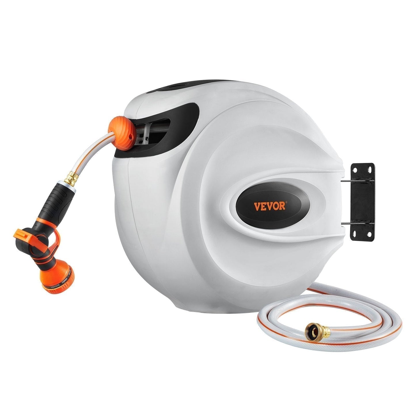 130ft Retractable Garden Hose Reel with 180° Swivel Wall Mount, 5/8" Hose