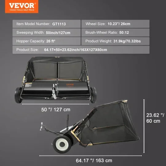 Heavy Duty Push Lawn Sweeper
