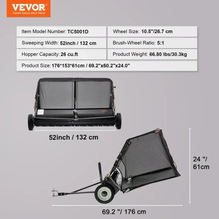 Heavy Duty Push Lawn Sweeper